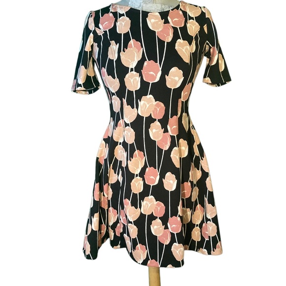 Maison Jules little black dress with hanging pink flower pattern - Picture 1 of 4